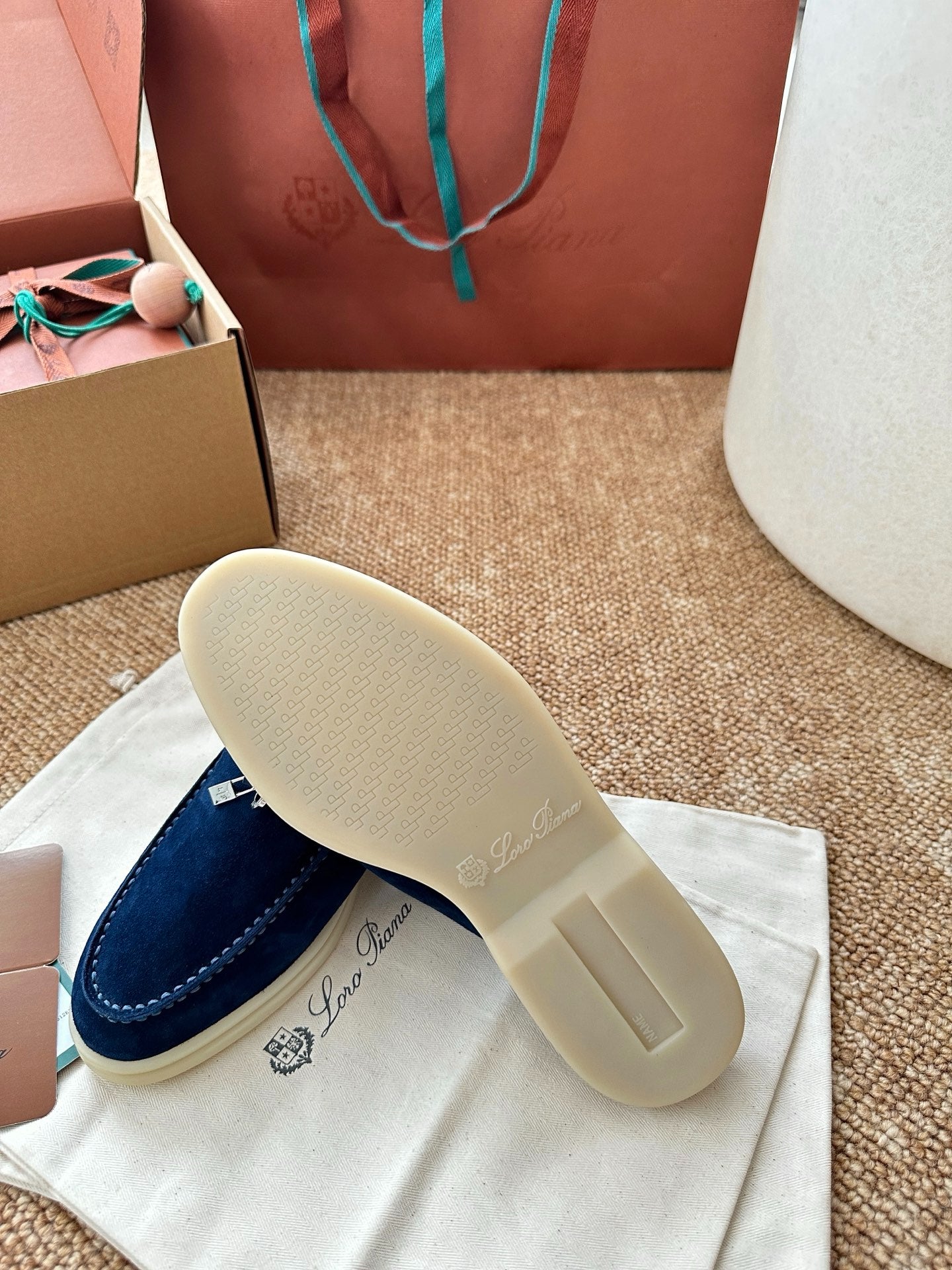 Loro Piana Summer Charms Walk Suede Mules - Navy Blue
