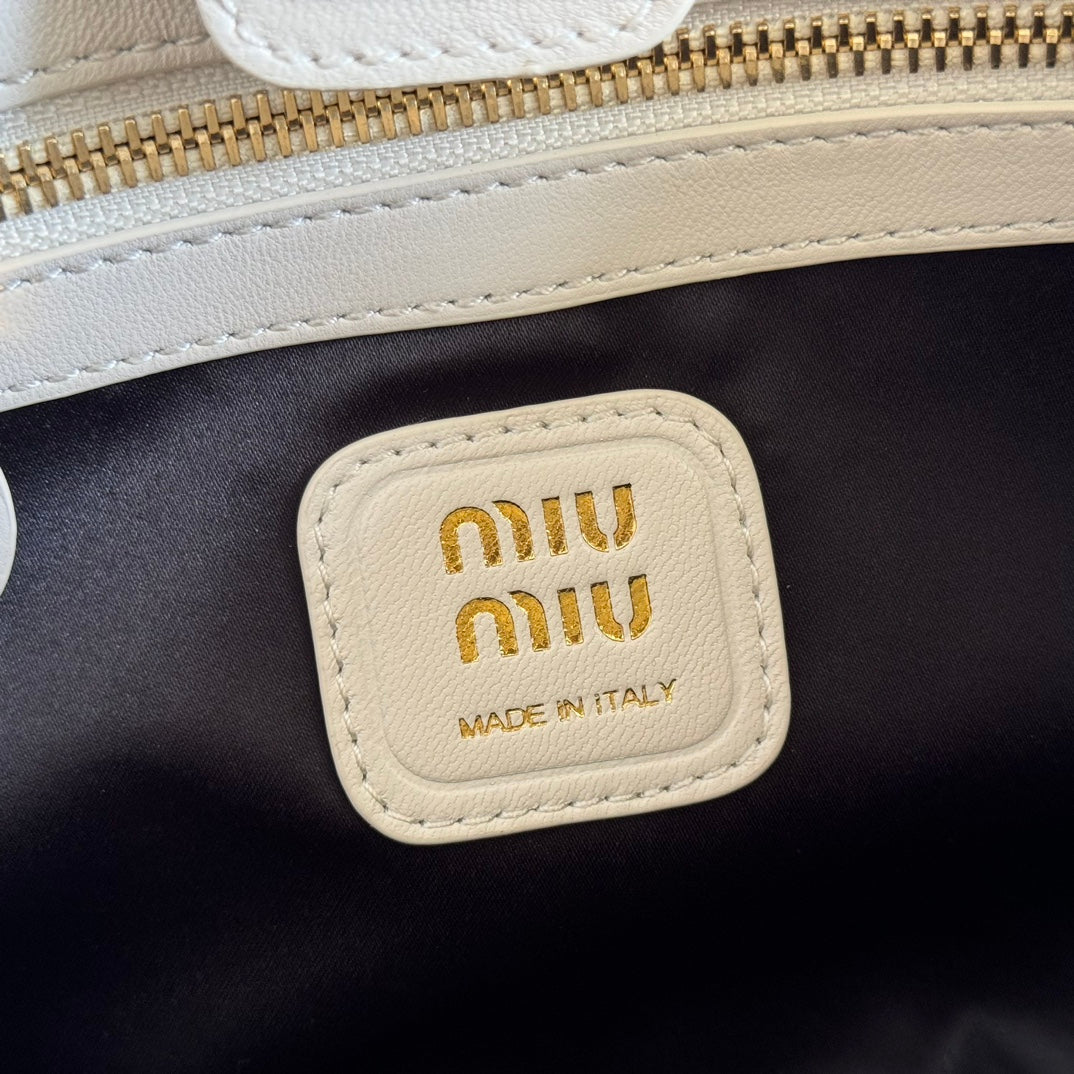 Miu Joie Shoulder Bag White Nappa Leather