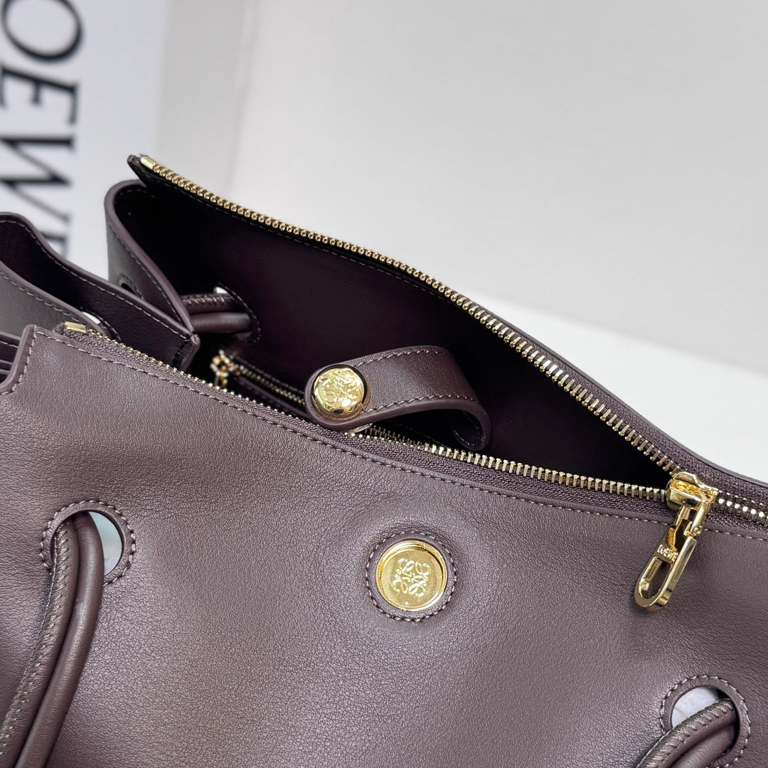 Loewe Madrid Handbag 28.5 Dark Reddish Brown Cowhide