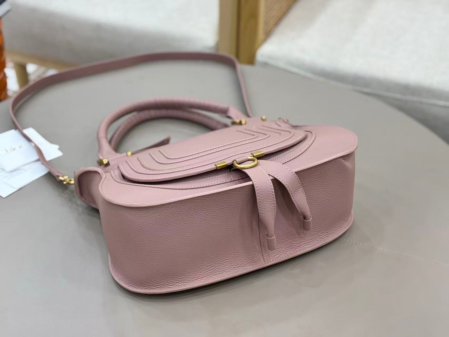 Chloe Marcie Bag Muted Pink Grain Leather
