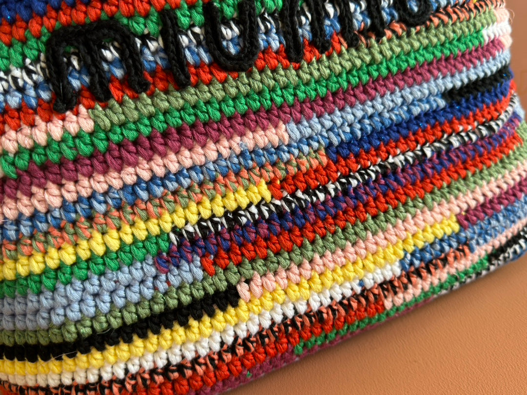 Miu Tote Bag 40cm Colorful Raffia-Effect Woven 285410