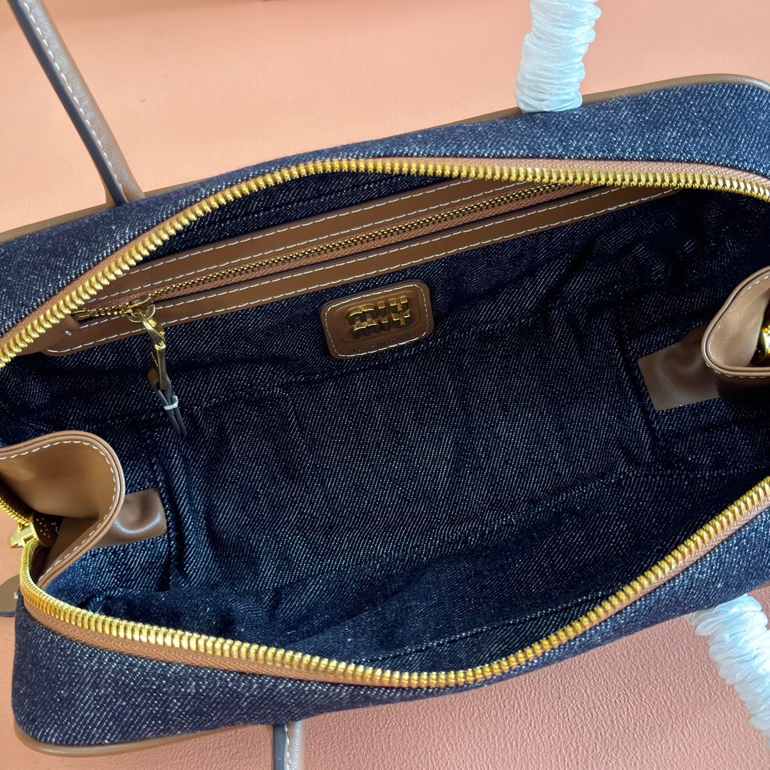 Miu Beau Small Bag 28cm Dark Blue Cotton 257970