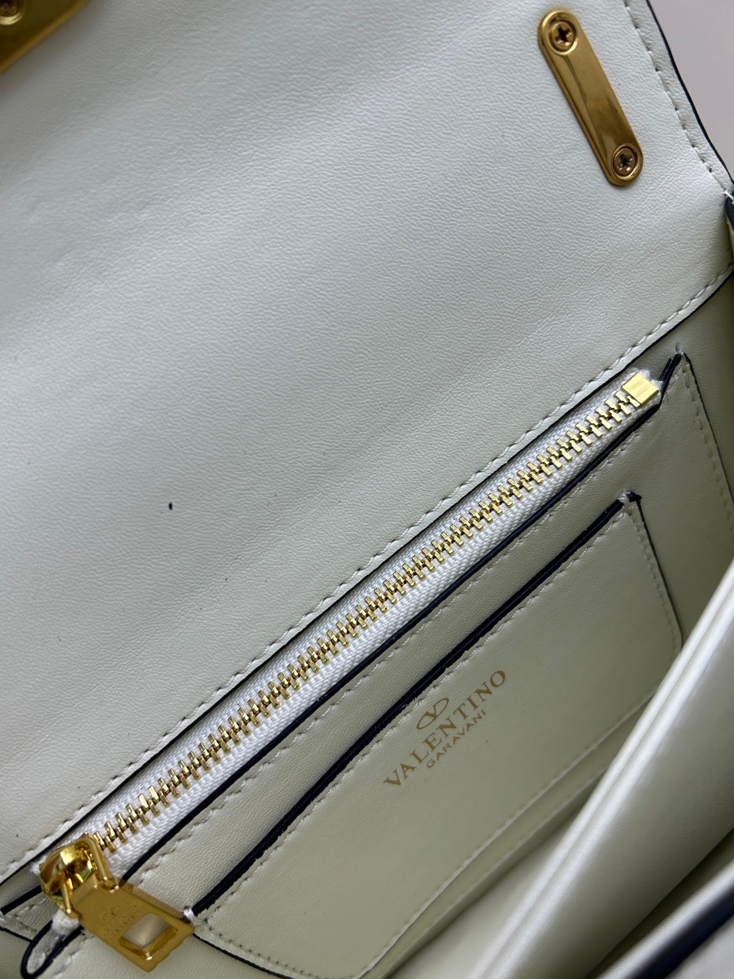 Valentino Vain Small Shoulder Bag White Embossed Leather Pattern