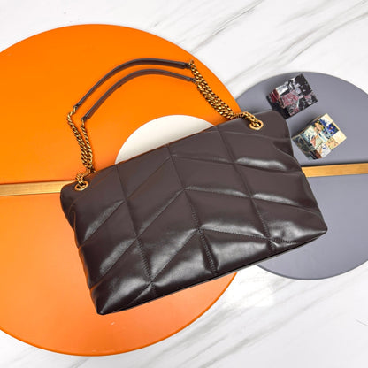 YSL Loulou Puffer Medium Bag 35cm Dark Coffee Glossy Leather