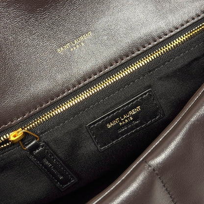 YSL Loulou Puffer Medium Bag 35cm Dark Coffee Glossy Leather