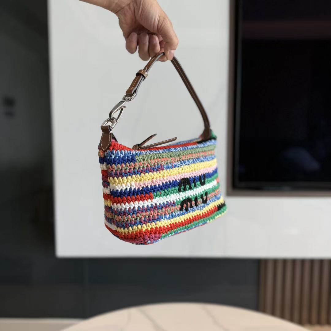 Miumiu Crochet Pouch Multicolor Cotton