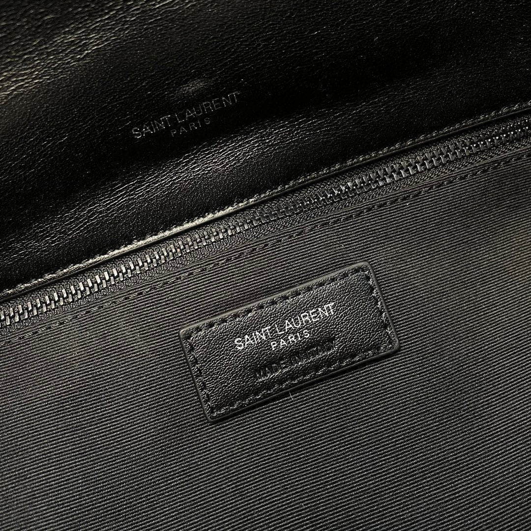 YSL Loulou Puffer Medium Bag 35cm Full Black Glossy Leather