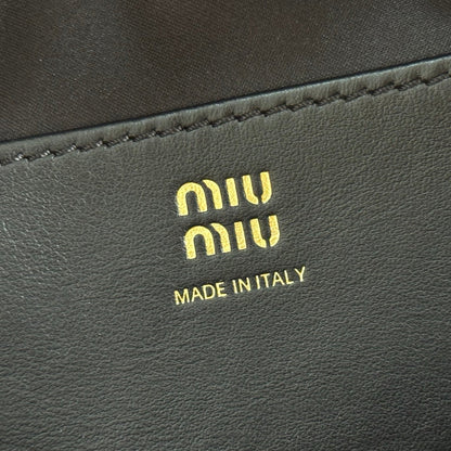 Miu Beau Semi-Circular Small Bowling Bag Black Leather