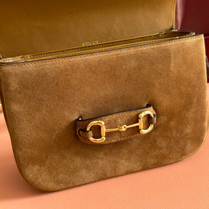 Gucci Horsebit 1955 Handbag 26 Brown Suede 271776