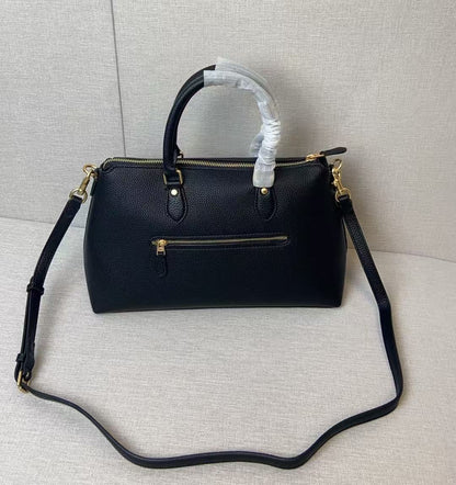 Coach Georgia Satchel Bag Black Pebble Leather