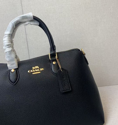 Coach Georgia Satchel Bag Black Pebble Leather