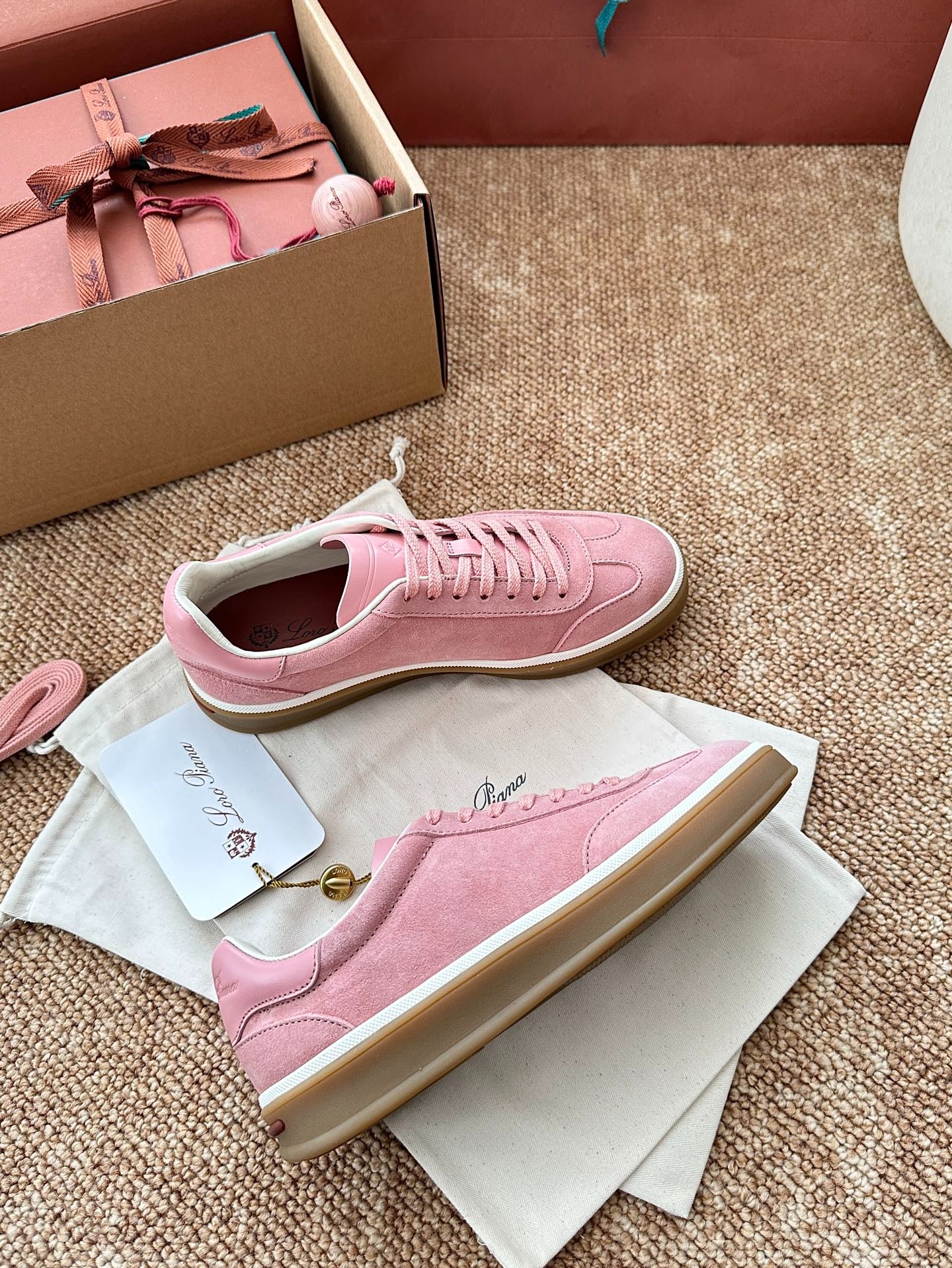 Loro Piana Suede Low-Top Sneakers - Rose Pink