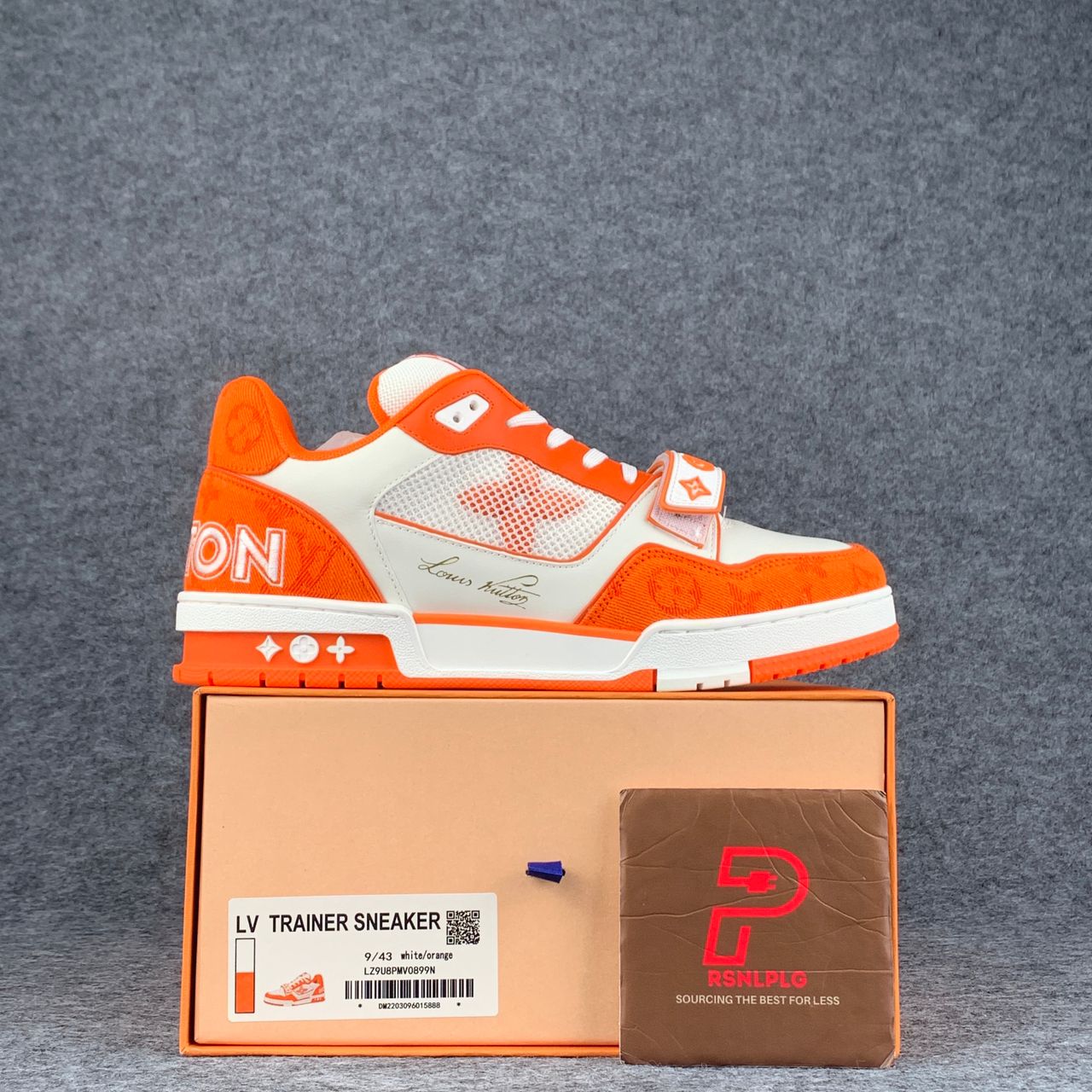 LV Trainer Low 'Velcro Strap Orange Monogram Denim':