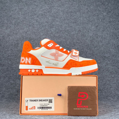 LV Trainer Low 'Velcro Strap Orange Monogram Denim':