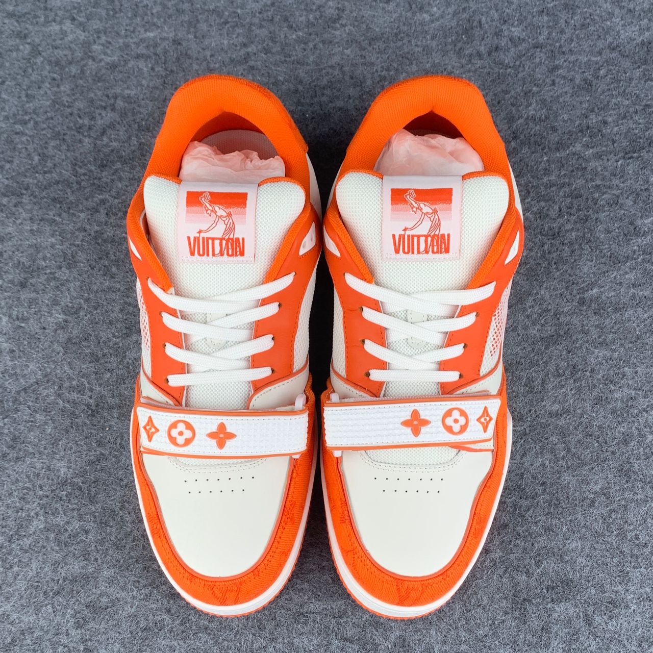 LV Trainer Low 'Velcro Strap Orange Monogram Denim':