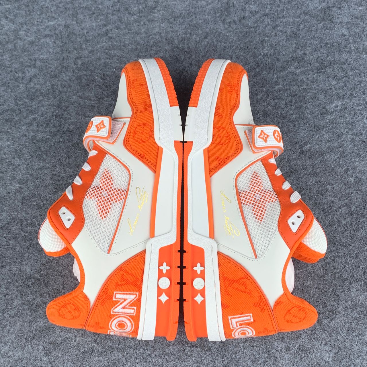 LV Trainer Low 'Velcro Strap Orange Monogram Denim':