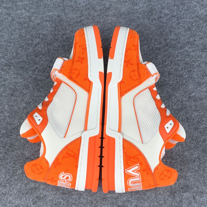 LV Trainer Low 'Velcro Strap Orange Monogram Denim':