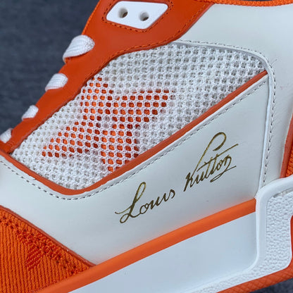 LV Trainer Low 'Velcro Strap Orange Monogram Denim':