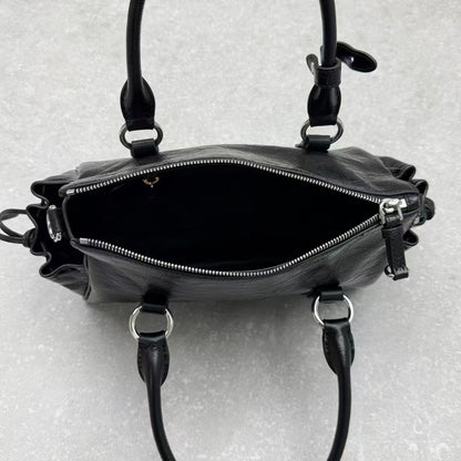 Miu Retro Rope Motorcycle Bag Black Leather