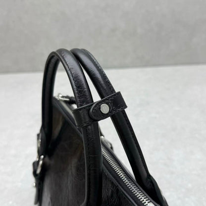 Miu Retro Rope Motorcycle Bag Black Leather