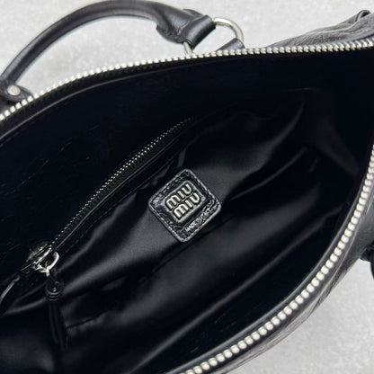 Miu Retro Rope Motorcycle Bag Black Leather