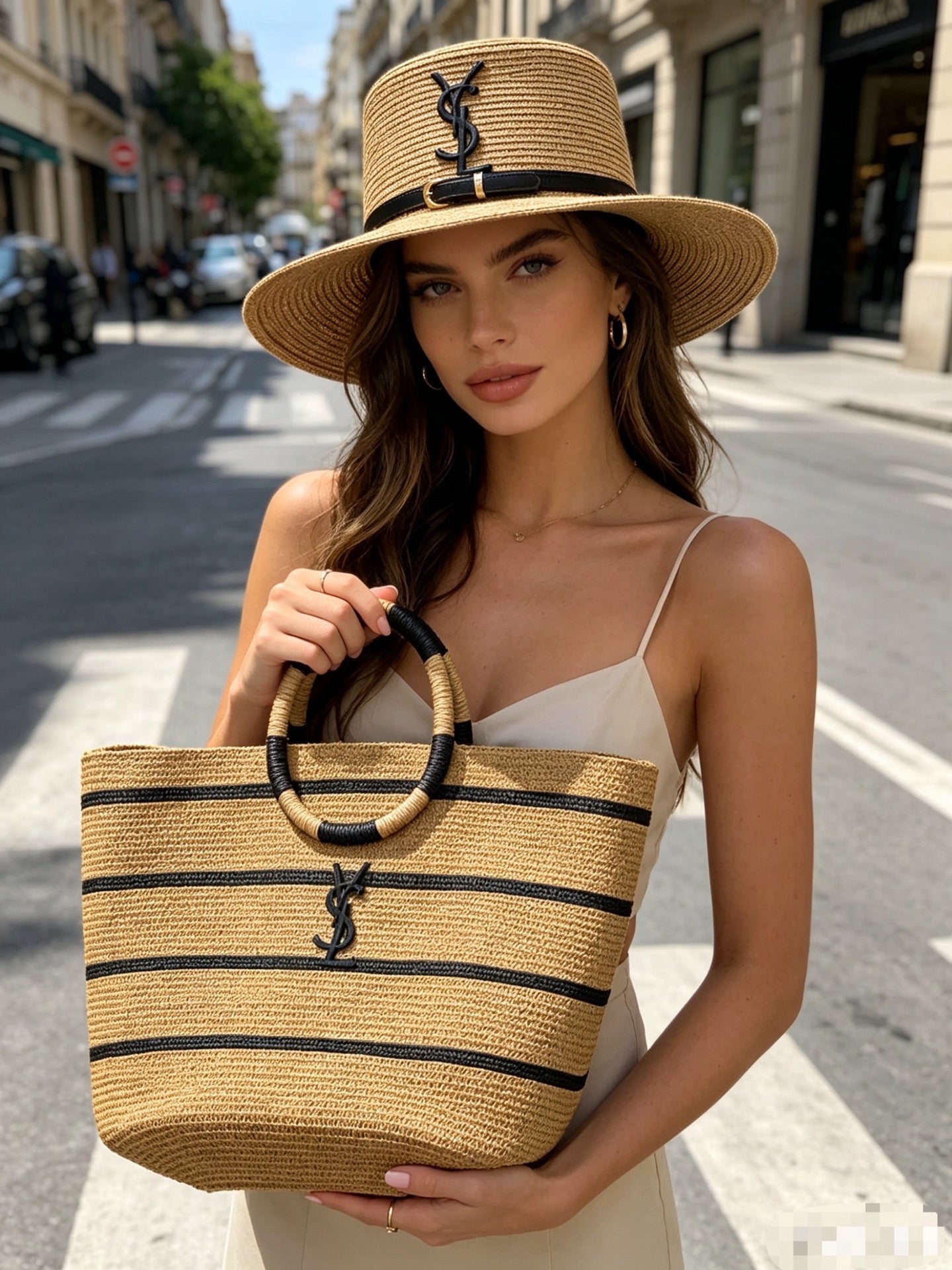 YSL Tote Bag & Hat Set Plant Grass 209747