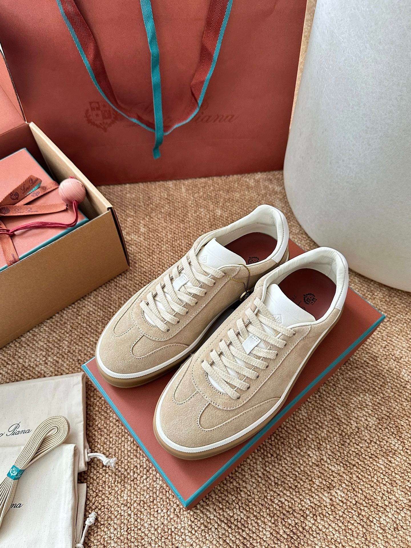 Loro Piana Suede Low-Top Sneakers - Sand Beige