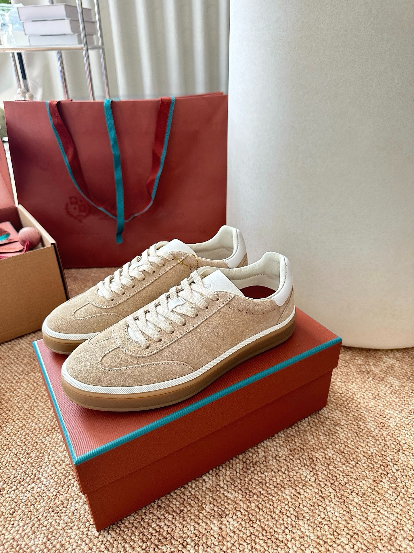 Loro Piana Suede Low-Top Sneakers - Sand Beige
