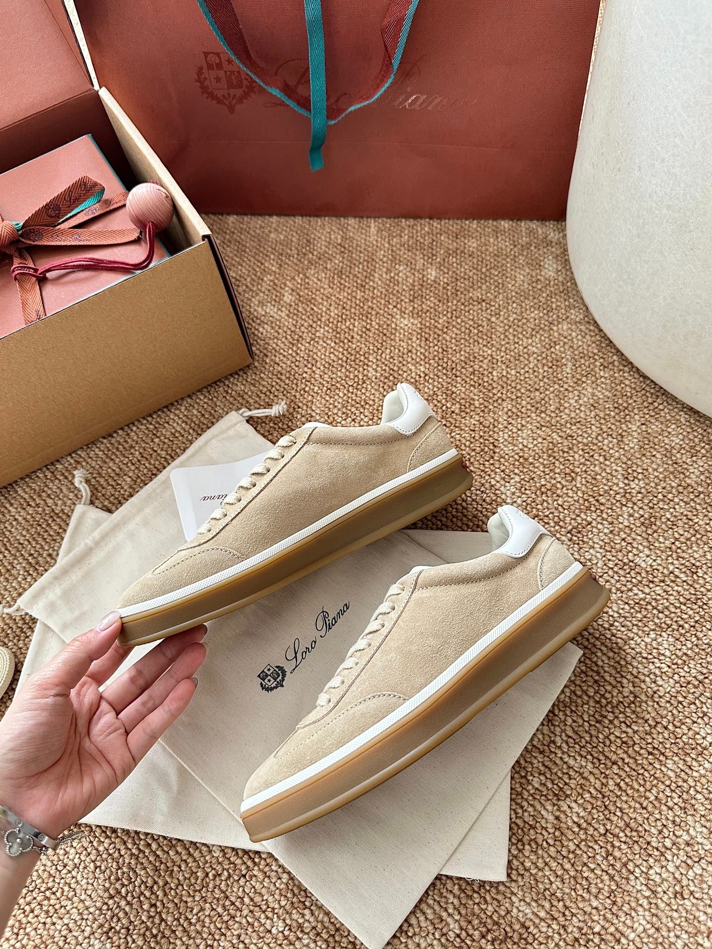 Loro Piana Suede Low-Top Sneakers - Sand Beige