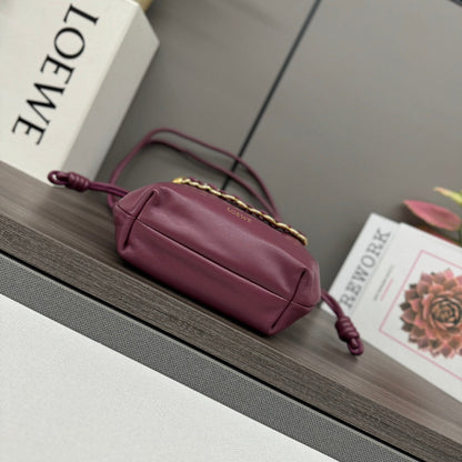 Loewe Flamenco Purse 23 Burgundy Lambskin Ghw