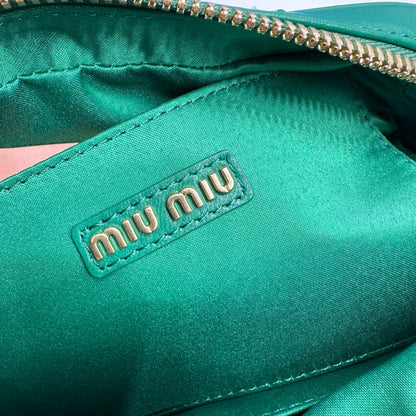 Miu Arcadie Matelasse Bag 19 In Green Lambskin Gold Hardware