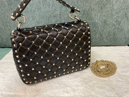 garavani rockstud spike medium 24cm black lambskin large logo