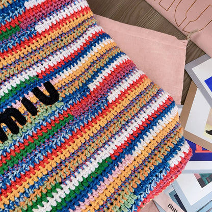 Miumiu Multicolored Crochet Tote Bag 40cm