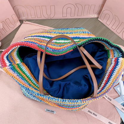 Miumiu Multicolored Crochet Tote Bag 40cm