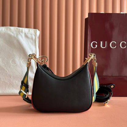 Gucci Attache Small Shoulder Bag 23cm Black Leather