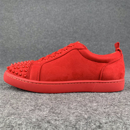 Christian Louboutin Louis Junior Spikes Flat 'Red Suede'