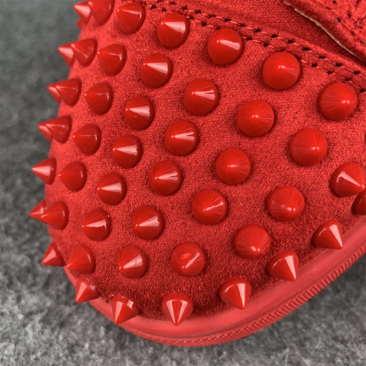 Christian Louboutin Louis Junior Spikes Flat 'Red Suede'