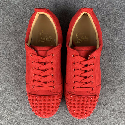 Christian Louboutin Louis Junior Spikes Flat 'Red Suede'