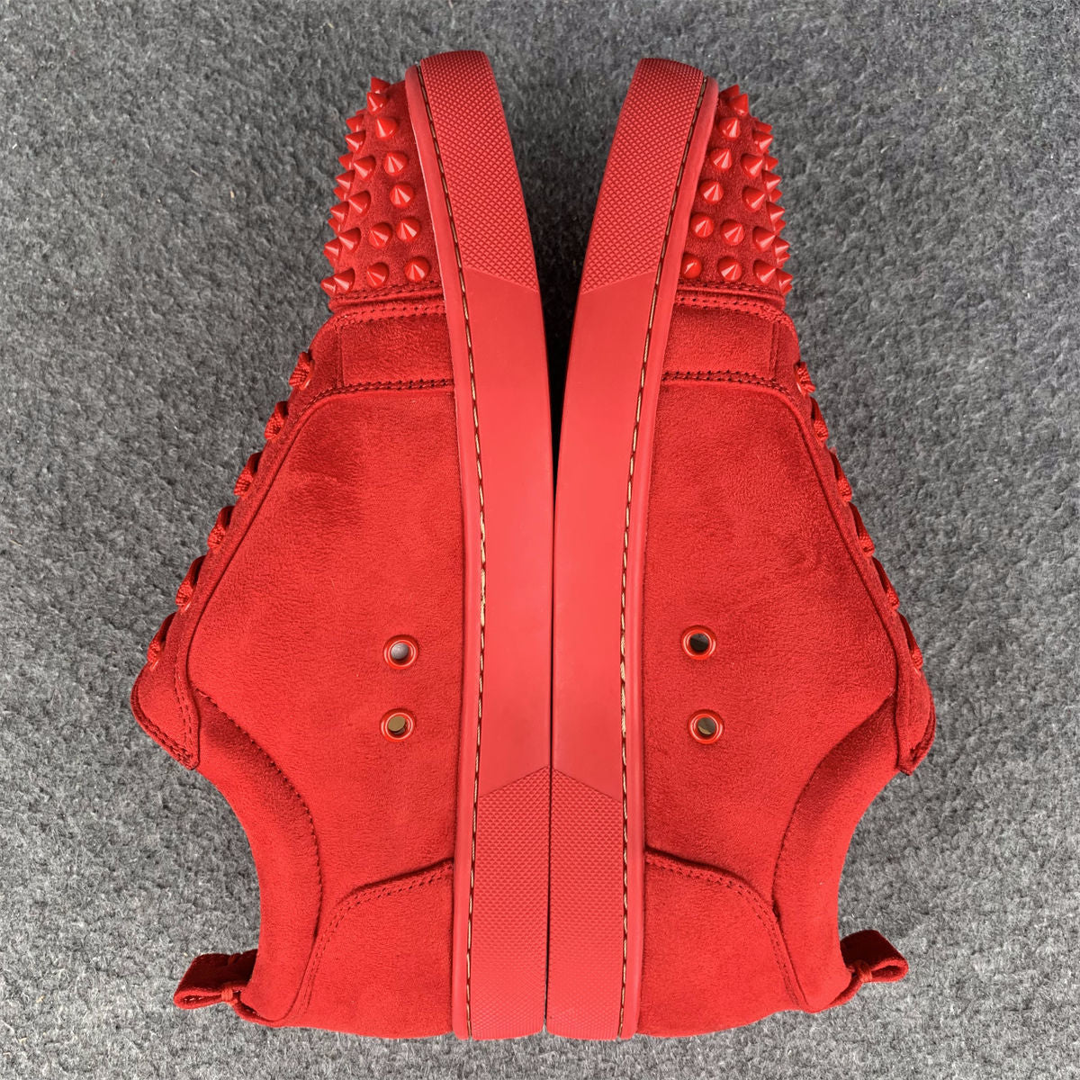Christian Louboutin Louis Junior Spikes Flat 'Red Suede'