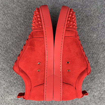 Christian Louboutin Louis Junior Spikes Flat 'Red Suede'