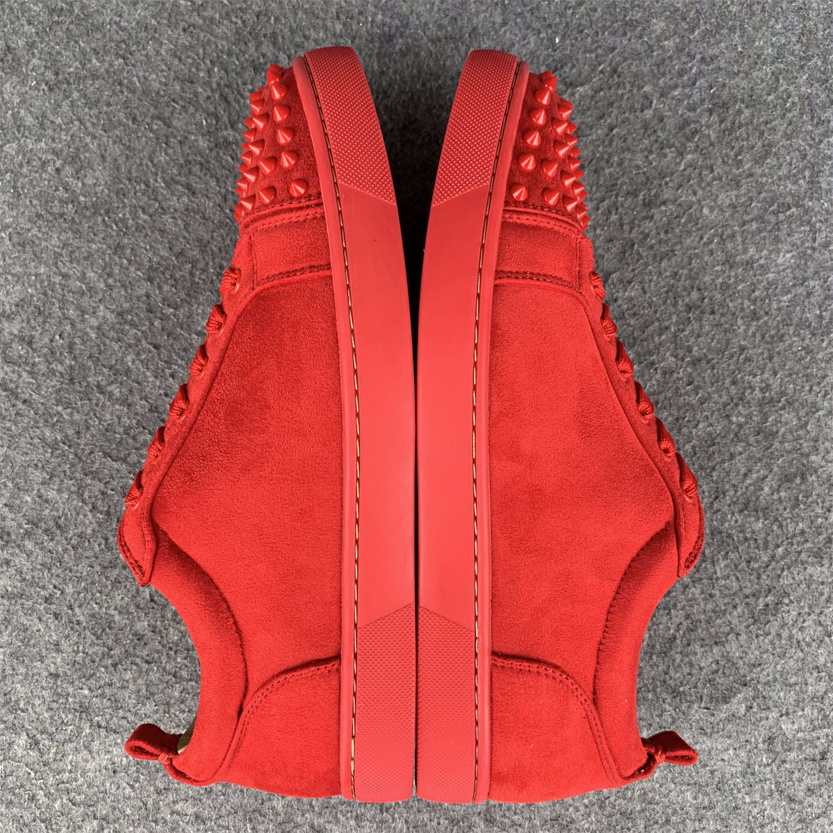 Christian Louboutin Louis Junior Spikes Flat 'Red Suede'