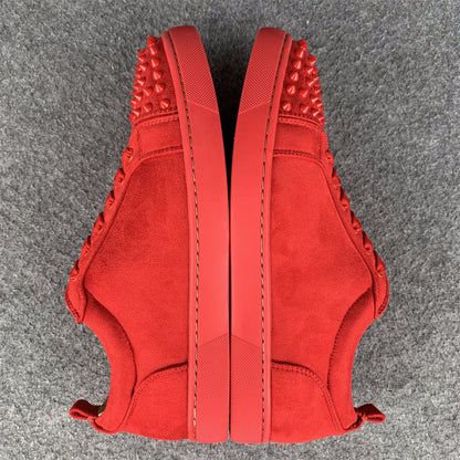 Christian Louboutin Louis Junior Spikes Flat 'Red Suede'