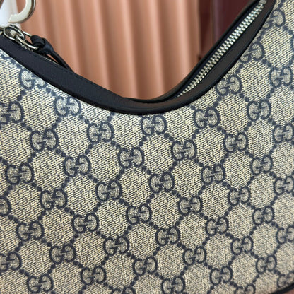 Gucci Attache Small Shoulder Bag 23cm Black White Canvas