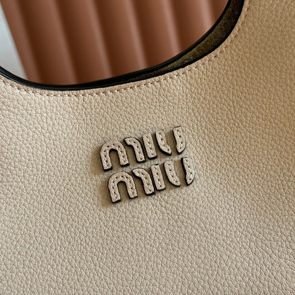 Miu 25ss Leather Bucket Bag 25.5 Muted Pink Grain Leather
