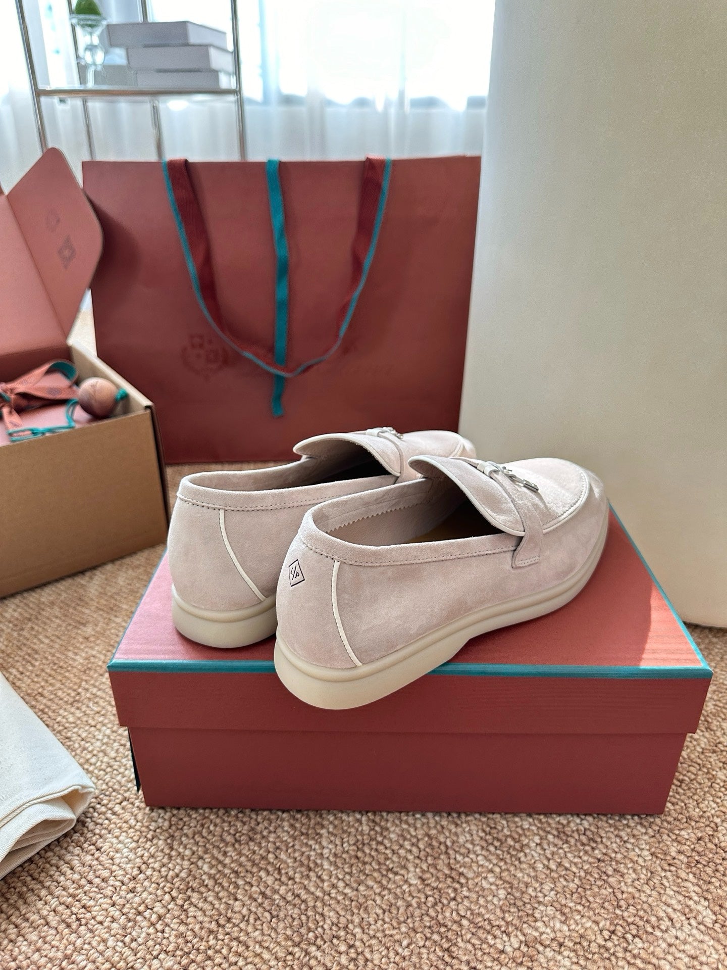 Loro Piana Summer Charms Walk Suede Loafers - Off-White