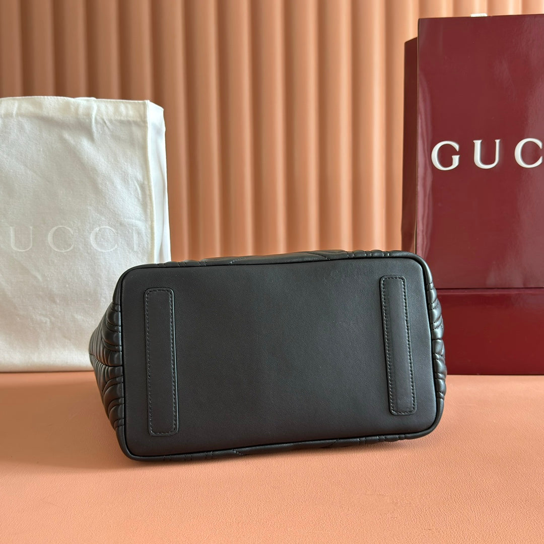 Gucci GG Marmont Large Tote Bag Black Quilted Leather