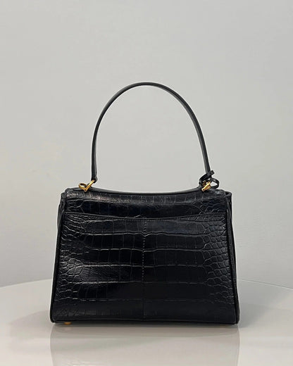 Balenciaga Small Rodeo Bag 29 Black Crocodile Skin Gold Hardware