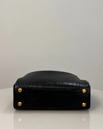 Balenciaga Small Rodeo Bag 29 Black Crocodile Skin Gold Hardware