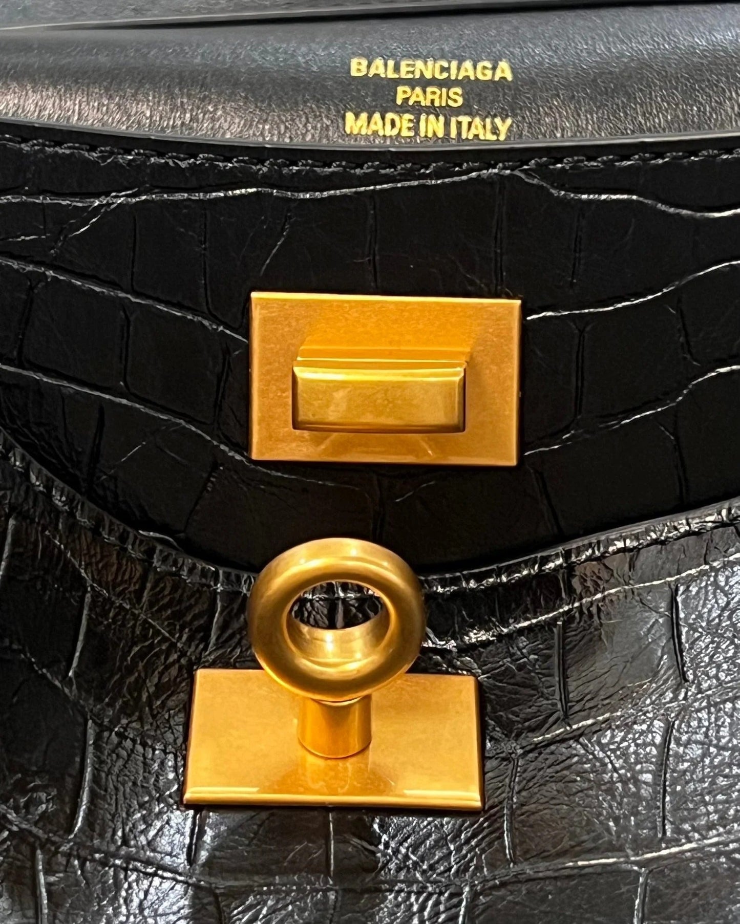 Balenciaga Large Rodeo Bag 40 Black Crocodile Skin Gold Hardware