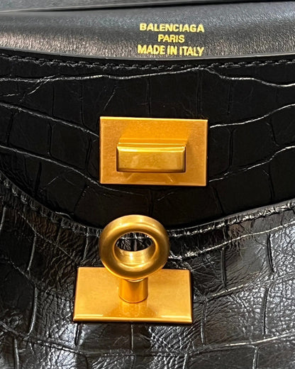 Balenciaga Large Rodeo Bag 40 Black Crocodile Skin Gold Hardware